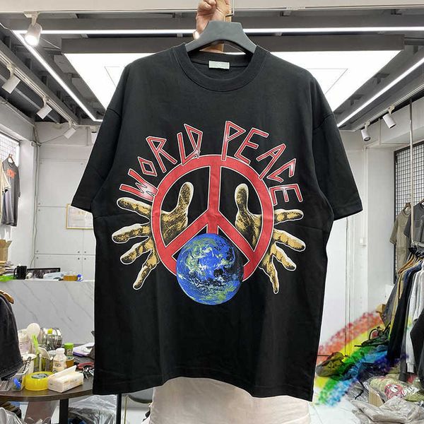 Herren T-Shirts 20222SS World Peace Kurzarm T-Shirt Männer Frauen Beste Qualität Globe Print T-Shirts Tops T-Shirt T221130