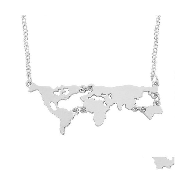 Collane con ciondolo Globo di moda Mappa del mondo Collana con ciondolo Hollow Irregar Metallo geometrico Insegnante Studente Regalo di laurea Terra Jewe Dhkhm