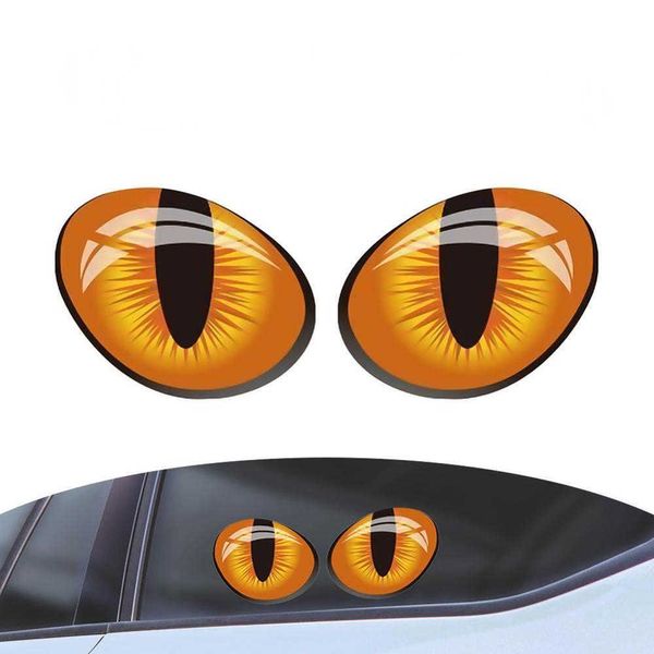 Simulação fofa de gato olhos de gato adesivos de carro decalque 3d de vinil para retrovisor espelho de cabeça de carro decoração de janelas de capa do motor da cabeça
