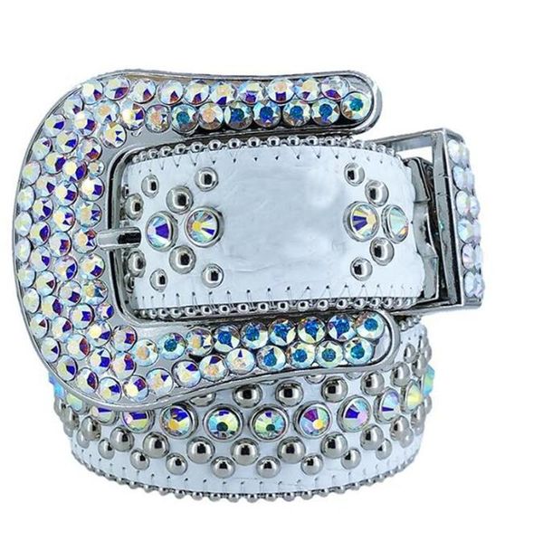 Cintos 2023 Designer Bb Belt Simon Cintos para Homens Mulheres Brilhantes Cinto de Diamante Preto em Preto Azul Branco Multicor com Strass Bling como Presente 5ess965