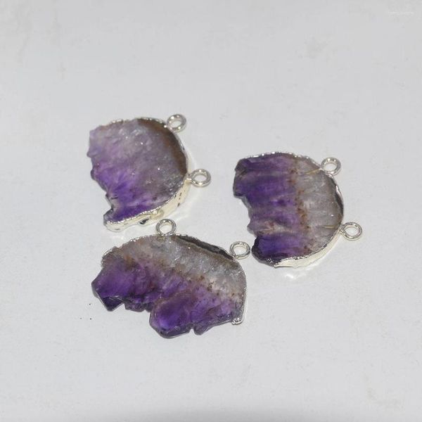 Colares pendentes Jóias de moda Fatia natural Amethysts Moon feminino 2022 SLAB crua semi-círculo Geode Drruzy Stone Colar Women