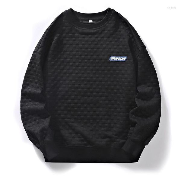 Felpe con cappuccio da uomo Autunno Felpa con cappuccio nera Felpe da uomo Maglioni a griglia Cappotti streetwear coreani Sudaderas Hombre Abbigliamento uomo