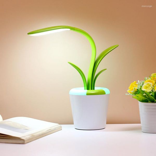 Lâmpadas de mesa Leitura multifuncional Lâmpada de mesa de cabeceira LED Night Light Touch USB Rechargable Dimmable Colorful Deco Flower Office Study