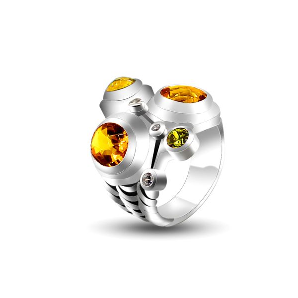 Fashion 925 Серебряное кольцо серебряного кольца цитрин овальный мозаичный циркон бренд женский ювелирные кольца для женщин
