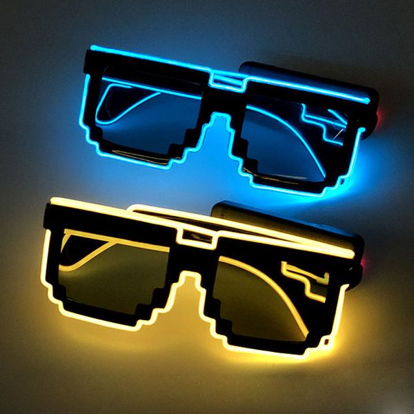 Weihnachtsdekorationen, EL-Draht, 8-Bit-Brille, LED-Blinkbrille, leuchtende Partyzubehör, leuchtende Brille, helles Licht, Festival-Party, leuchtende Sonnenbrille 221201