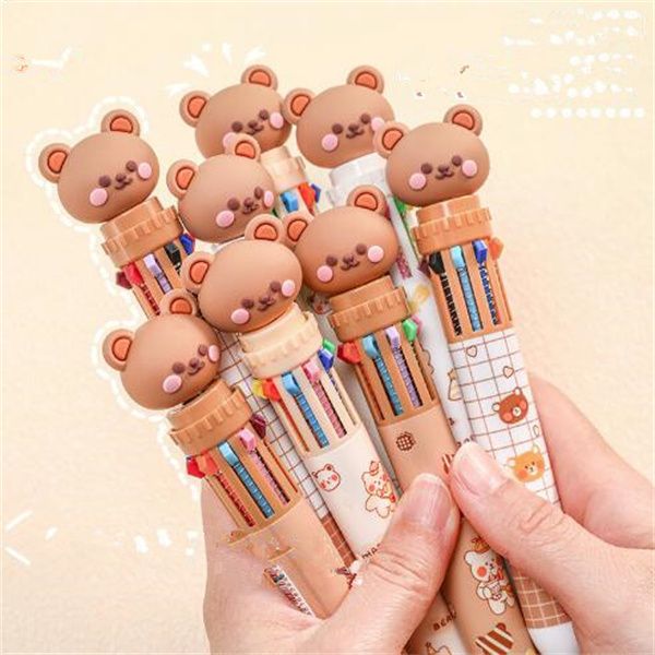 Cartoon de urso Silicone 10 Cores Ballpons Ballpons Escola Escola Ofrete Presente Papelaria Papelaria Escolar GC1842