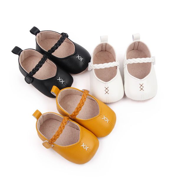 Primi passi per neonata Mocassini per bambini in morbida pelle Stile semplice Scarpe per bambini Prewalker antiscivolo per bambina