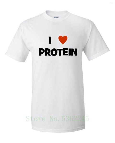 As camisetas masculinas Eu amo proteínas Trabalho Fitness Yogaer Healthy UnisEx Shirt colete engraçado Tee
