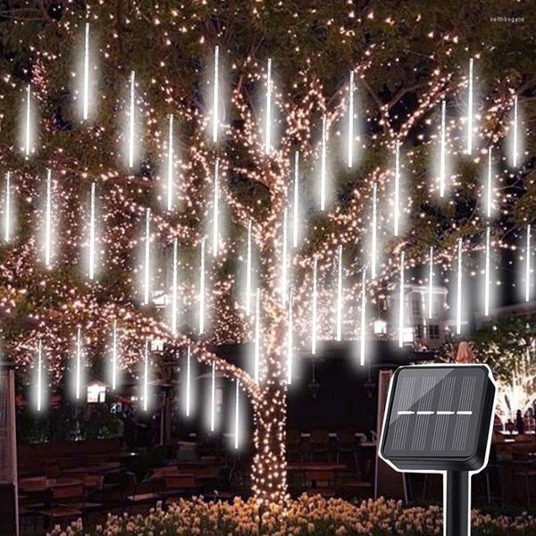 Stringhe 30/50 cm Meteora solare doccia pioggia Luce 8 tubi da giardino esterno Snow Icicle Ghirlanda per arredamento per feste di Natale