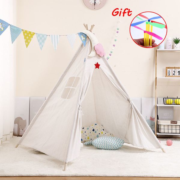 Tende giocattolo 1,35 m di grandi dimensioni Wigwam per bambini portatile indiano per bambini Tipi Indoor Baby Playhouse pieghevole Little House Teepee Room Decor 221129