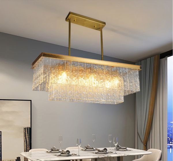 Retângulo de lustre moderno lustres de vidro transparente lâmpadas pendentes para restaurante de sala de estar lâmpadas de luxo luminárias de luminárias