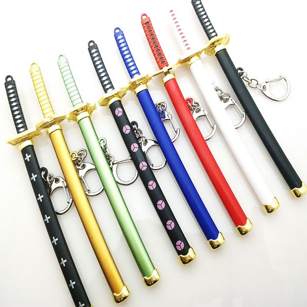 Roronoa Zoro Espada Chaveiro Para Mulheres Masculinas Fivela Porta-ferramentas Bainha Katana Sabre Chaveiros Do Carro Presente Chaveiro 8 Cores