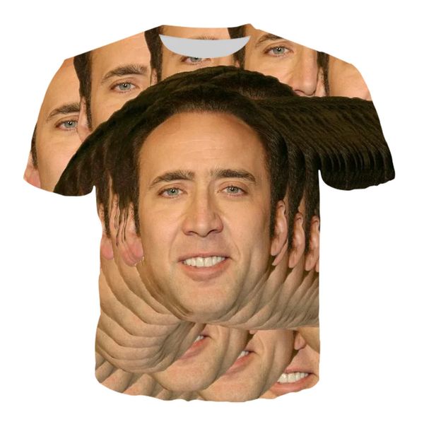 Hip Hop Sportwear Punk Sıradan Gevşek Parça Pantolon Sonbahar Erkekler Serin Baskı Ünlü Aktör Nicolas Cage 3D T-Shirt 007