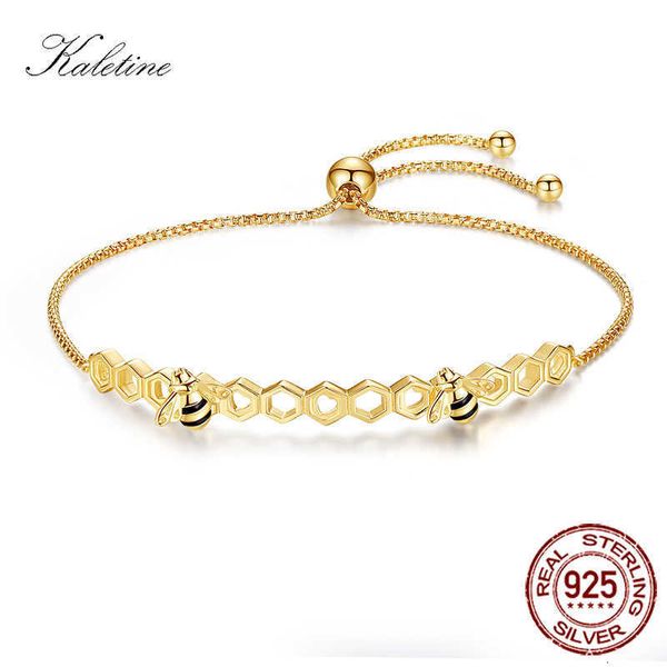 Bracciale a catena Kaletine Honey Bee in argento sterling 925 per donna cuore di lusso pettine d'amore uomo tennis gioielli in oro