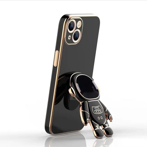 Luxo 3D Caso macio Casos de mobilephone astronauta stand Apple Phone Phone Treptop Cellphone Back Capa para iPhone 14 13 Pro Max Plus 12 11 Precision Hole Candy Color