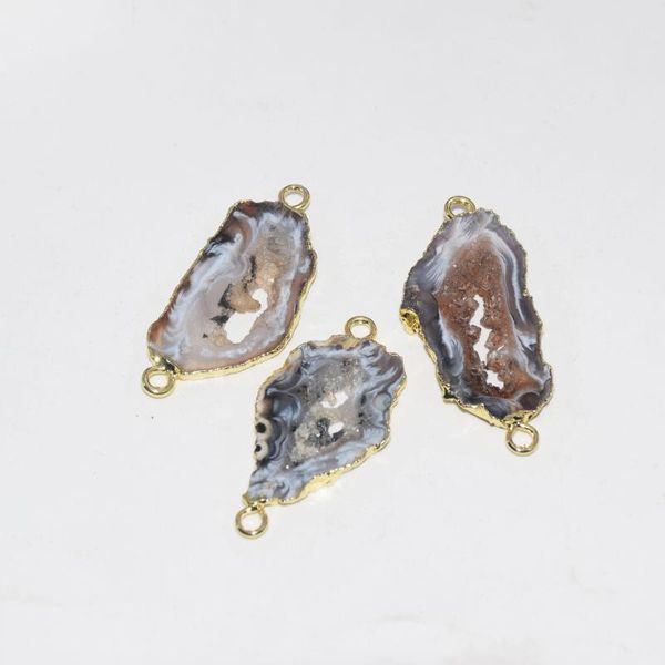 Collane con ciondolo Placcatura in oro Pietra Druzy Connettore per collana Lotto Creazione di gioielli Fascino Ruvido Geode Drusy Agate Slice Big Original