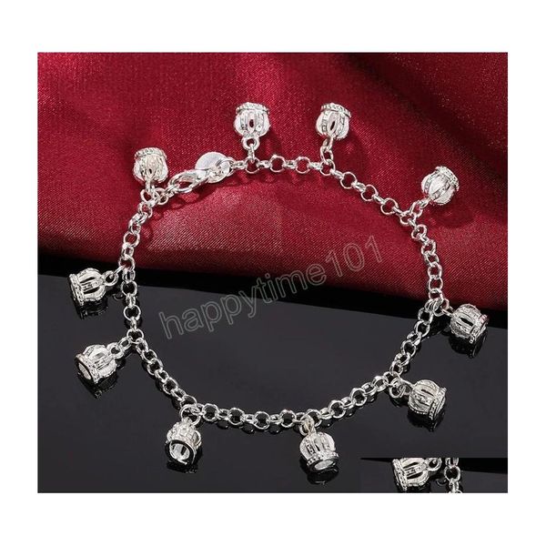 Braccialetti con ciondoli 925 Sterling Sier Ciondolo corona Aaa Bracciale con zirconi per le donne Festa di fidanzamento per matrimoni Gioielli di moda Drop Delivery Dhhgz