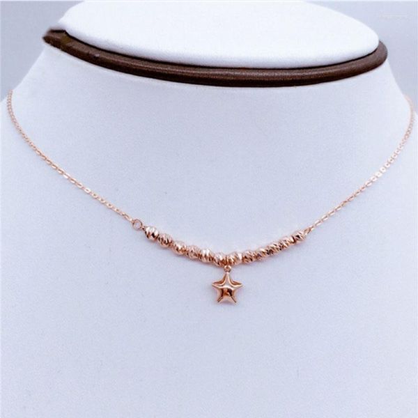 Anhänger Halsketten Russland 585 Lila Gold Halskette Pentagramm Damen Europäisches 14K Rosé vergoldetes Produkt