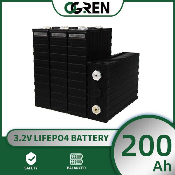 Batteria ricaricabile Lifepo4 3.2V 200Ah 1/4/16PCS Batteria fai da te 12V 24V 48V per camper Barca Golf Cart Yacht Sistema di accumulo solare