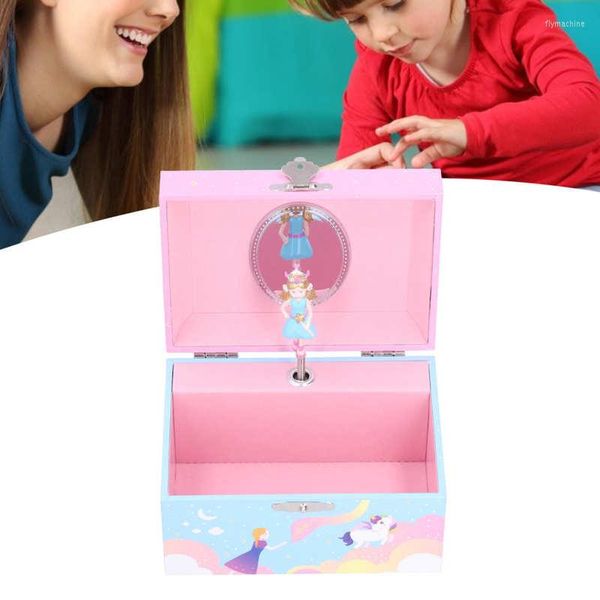 Figurine decorative Portagioie musicale per bambini Regalo per organizzatore di immagazzinaggio di ballerine di cartoni animati per ragazze