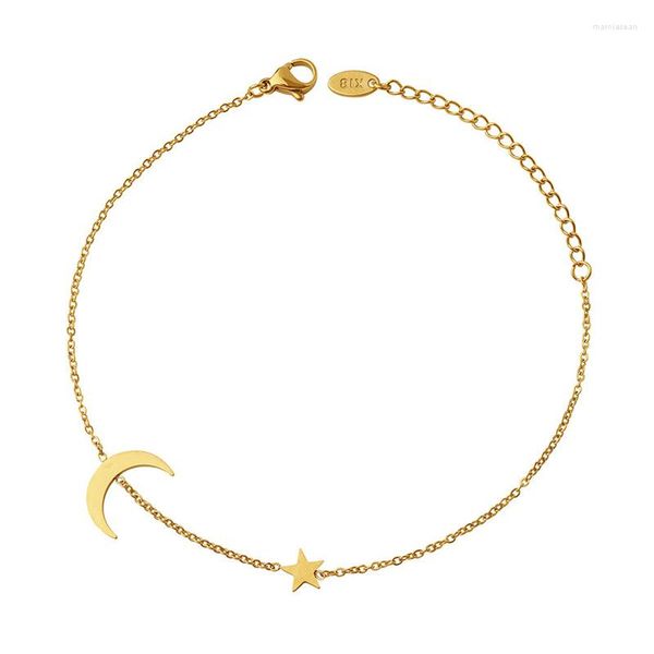 Cavigliere Fashion Personality Design Romantic Star And Moon Cavigliera Acciaio inossidabile Ornamenti per piedi placcati in oro Regalo per amiche