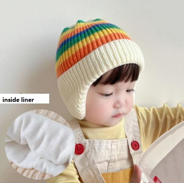 Çocuklar kız bebek erkek çocuk toddler polar sıcak şapkalar kulak bayramı kış sıcak unisex beanies sevimli bebek yünlü örgü şapka açık termal tığ işi bere kapağı