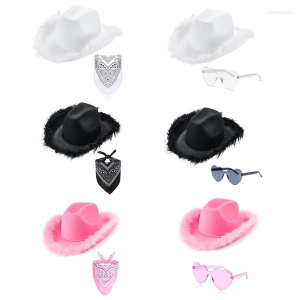 Boinas de chapéu de cowboy óculos bandana Bachelorette Bandana Party Props Cowgirl Cosplay for Women Bridal G5ae