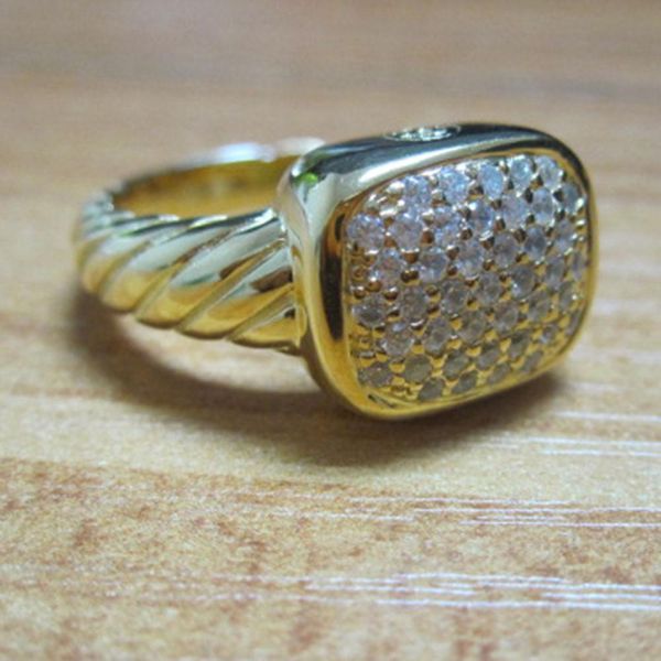 Solid 925 Sterling Silver Ring 8x10mm Diamantes de pavor de nobresse an￩is de ouro para mulheres presentes de anivers￡rio de joias de moda presentes de anivers￡rio