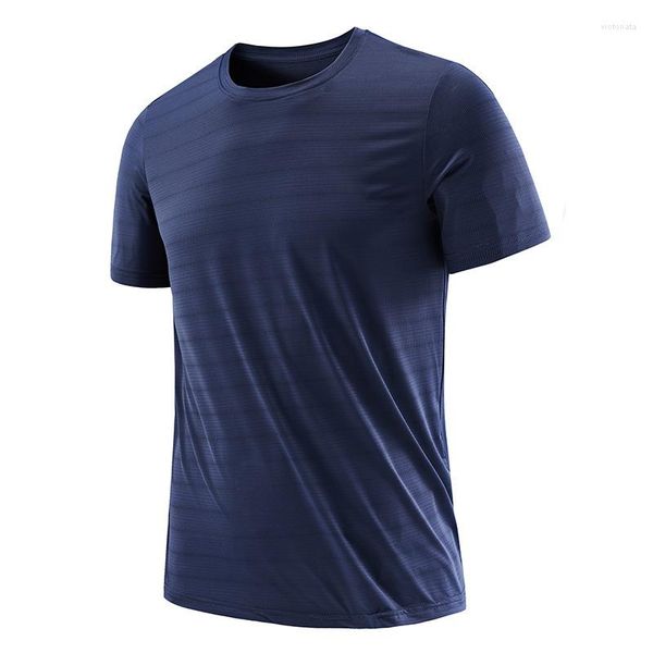 Camisetas masculinas de seda de seda de gelo Camiseta de camiseta de secagem rápida de verão Mesh de cor sólida respirável Plus Tamanho Sportswear Top Top