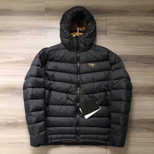 Designer de inverno Black Gold Down Jaqueta mensal bordada de ganso cinza downs parka casaco feminino arco leve casacos de cardigã leves com capuz superdimensionados