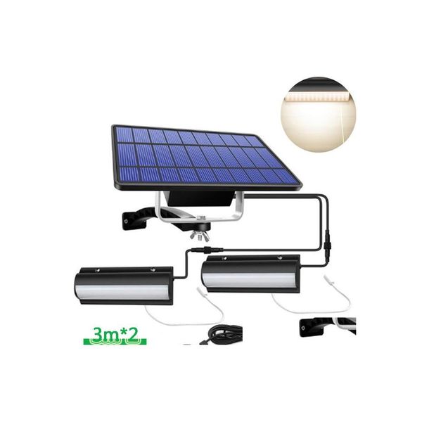 Luzes de parede solar 30 l￢mpadas de cabe￧a dupla ￺nica de cabe￧a dupla 60 Luz de jardim Split com interruptor DSTRING Drop Daturg L Dhnuw