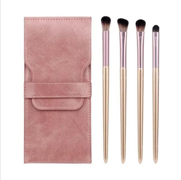 4 PCS Profissional Blending Eyeshadow Brushes com tubo de alumínio de fibra BASF e bétula