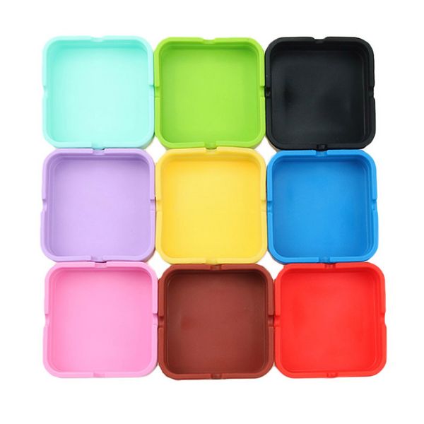 Silicone World Silicone Ashtray Silicone Rubber portátil Alta temperatura Projeto quadrado de cinza e ecologicamente correto C1202