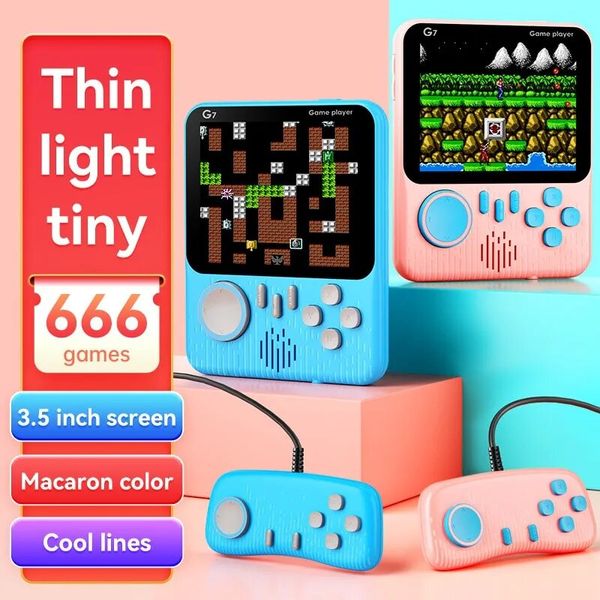 G7 Kids Handheld Video Game Console 3.5 Ultra-Fhin Game Player 666 em 1 dois gamepads controlador joystick gamepad