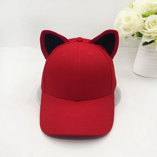 Caps de bola O bon￩ de beisebol de orelhas de gato para mulheres e meninas feitas de algod￣o puro Cap topi feminino chap￩u fofo 221202