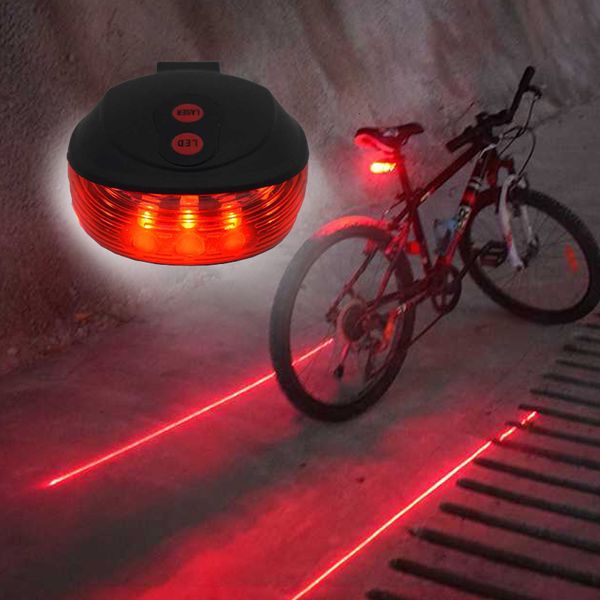 Fahrradlichter, wasserdicht, hinteres Fahrrad-Rücklicht, 2 Laser, 5 rote LED-Lampe, 4 blinkendes Modell, Nacht-Sicherheitswarnung, Zubehör 221201