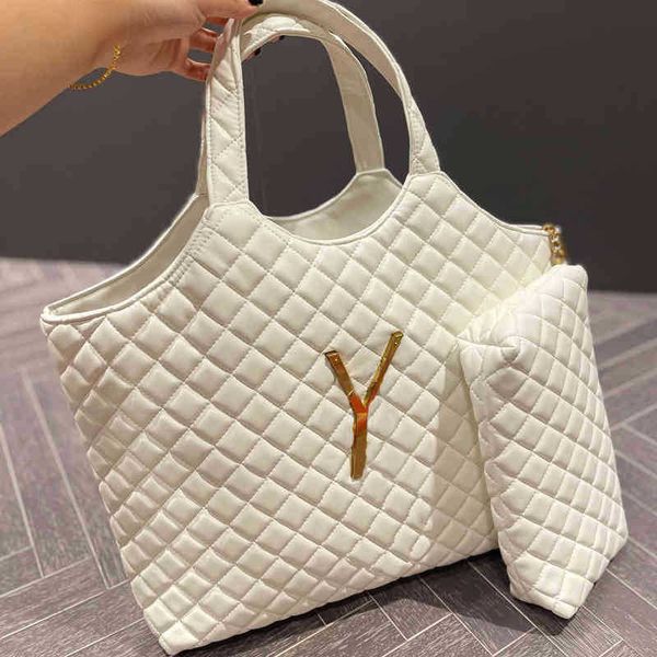 Designer-Taschen Diamant Handtasche Frauen Big Logo Einkaufstasche Leder Einfache und großzügige Schulter Messenger Einkaufstasche mit Brieftasche 220804