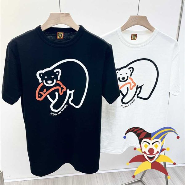 Homens camisetas Camiseta feita humana camiseta homens mulheres urso polar comendo peixe t-shirt tees harajuku camisa t221202