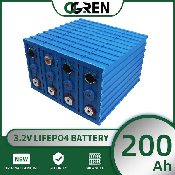 Batteria al litio 3.2V Batteria 200Ah Lifepo4 4/8PCS Confezione di celle solari ricaricabili FAI DA TE 12V 24V 48V EV RV Carrello da golf Sistema solare per barche