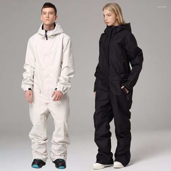 Jackets de esqui Mulheres com capuz de inverno One peças Terno de neve Man ski macacão de esqui na montanha alpina fêmea snowboard esportivo