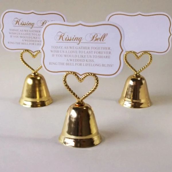 Campana per baci Campana color argento e oro Portacarte/Portafoto Decorazione per la tavola di nozze Bomboniera