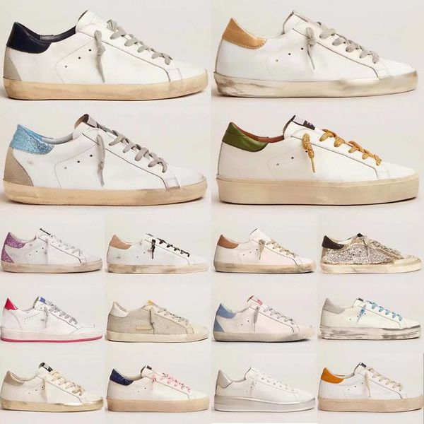 Novos tênis Hi Star de sola grossa sapatos casuais para homens e mulheres designer icônico da marca italiana fundo plano dourado clássico branco do estilo antigo, mas não sujo