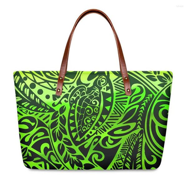 Seesäcke Cumagical 2022 Neopren-Strandtasche Tote Vintage Hawaii-Streifen Polynesian Tribal Großhandel Lieferant Kundenspezifische Lederhandtasche