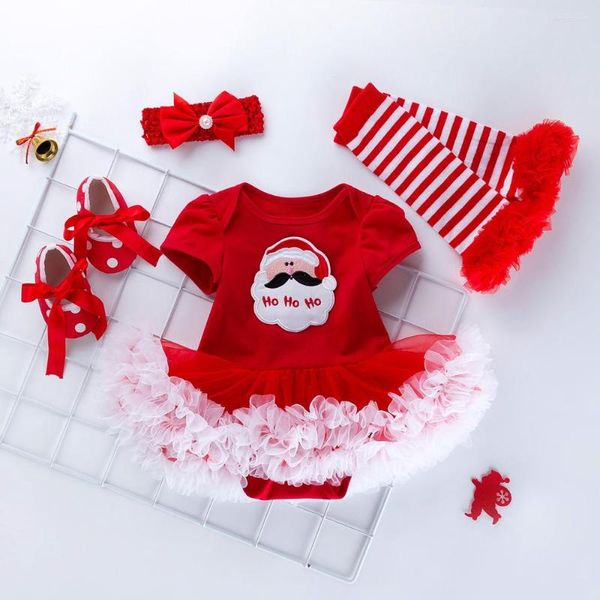 Kleidung Sets Weihnachten Baby Mädchen Für Kinder Strampler CottonShort Sleeve Kleinkind Santa Claus Overall Tutu Kleid Kostüme 2022