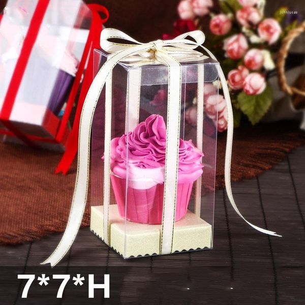 Hediye sargısı 10 adet 2022 varış 7 hcm Clear Pvc sevimli fincan kek ekranlı kutu doğum günü eşya hediyelik eşya anne 'gün
