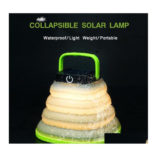 Solar-Gartenleuchten, tragbare Solar-LED-Cam-Laterne, zusammenklappbare Taschenlampen, 800 mAh, wiederaufladbare USB-Licht, Mini-Zelt, Notfalllampe, Wa Dha3V