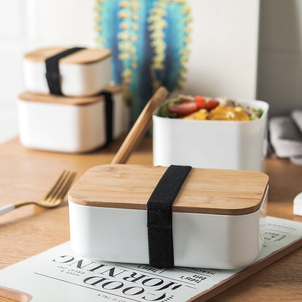 Lanches Boxes Design minimalista Lunch Box Capa de bambu de bambu Ecofriendly Material Wheat Straw Bento Box Bento Multsispecification Alimentos Recipiente 221202