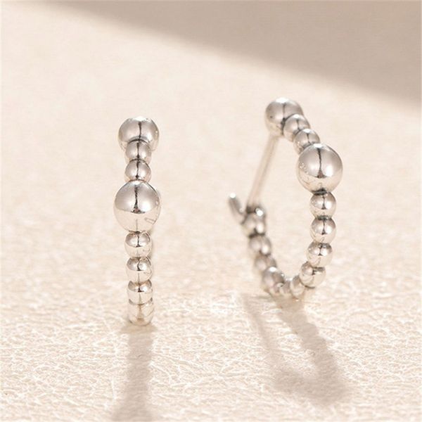 Orecchini a cerchio in argento sterling 925 con perline per orecchini alla moda in stile Pandora europeo