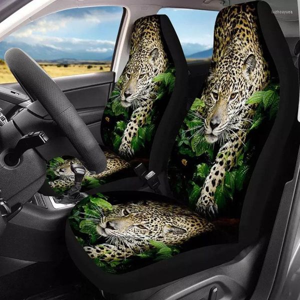 Coperture per sedie Funny 3D Animal Leopard Stampa set di sedili per auto anteriore universale per uomini Accessori per interni auto Protettore