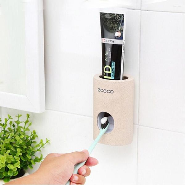 Set di accessori per il bagno Dispenser automatico di dentifricio Spremiagrumi Supporto per montaggio a parete Accessori per il bagno Portaspazzolino creativo